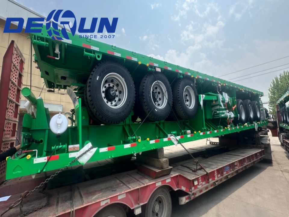 Derun 4 Unit Tri-Axle Cargo Dropside Trailer Semi wis dikirim menyang Algeria