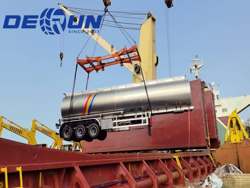 Derun Tiga-Axle alloy minyak watu tank aluminium sing dikirim menyang Argentina